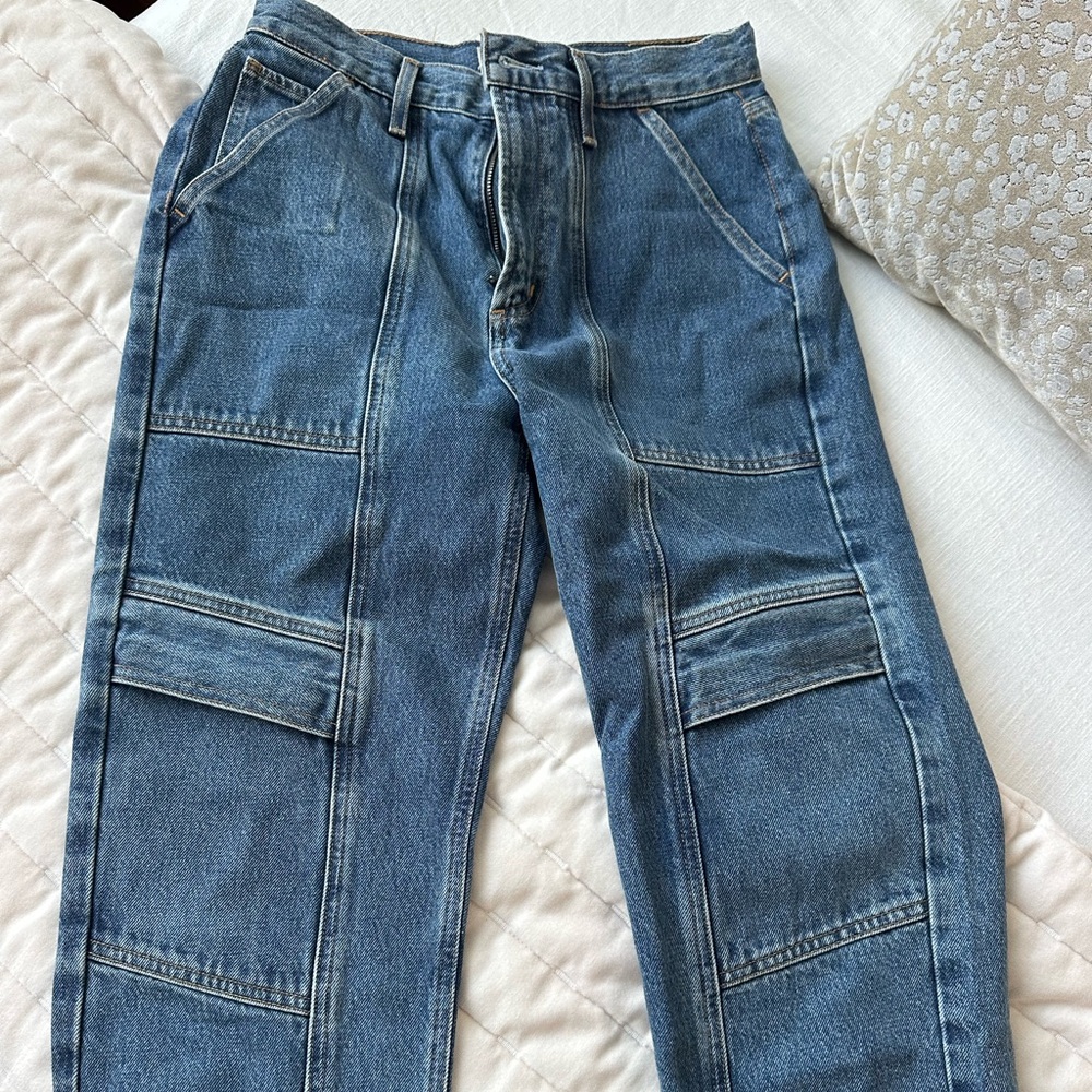 Agolde Blue Denim Cargo Pants